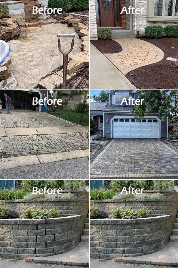 Before and after paver repair